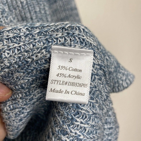 Pink Lily Criss Cross Back Blue Sweater S - Picture 12 of 12